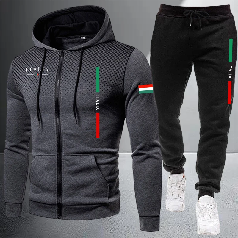 Winter Clothing Clearance - Men's Tracksuit Casual Zip Hooded Sweatshirt