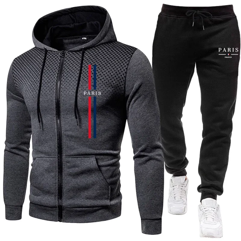 Winter Clothing Usa - Men sports suit zipper jacket+pants two-piece