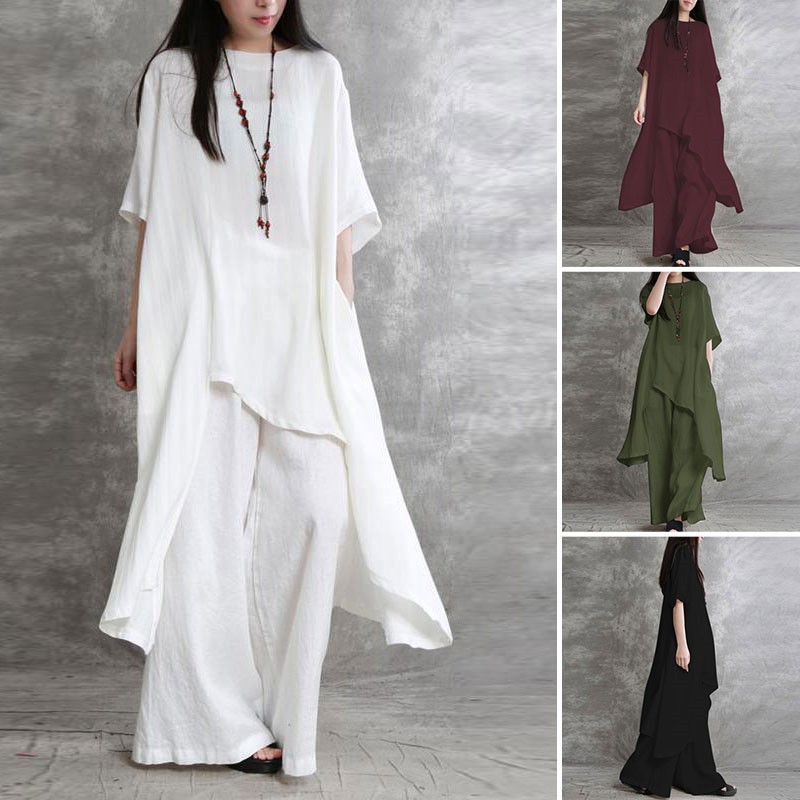 Winter Clothing Girls - Women's Cotton Linen 2-piece Sets Large