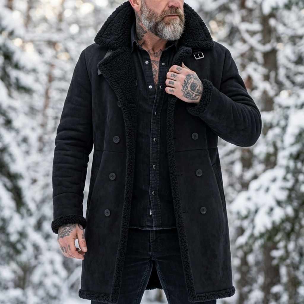 Winter Clothing Clearance - Men's Faux Suede Fur Lined Winter
