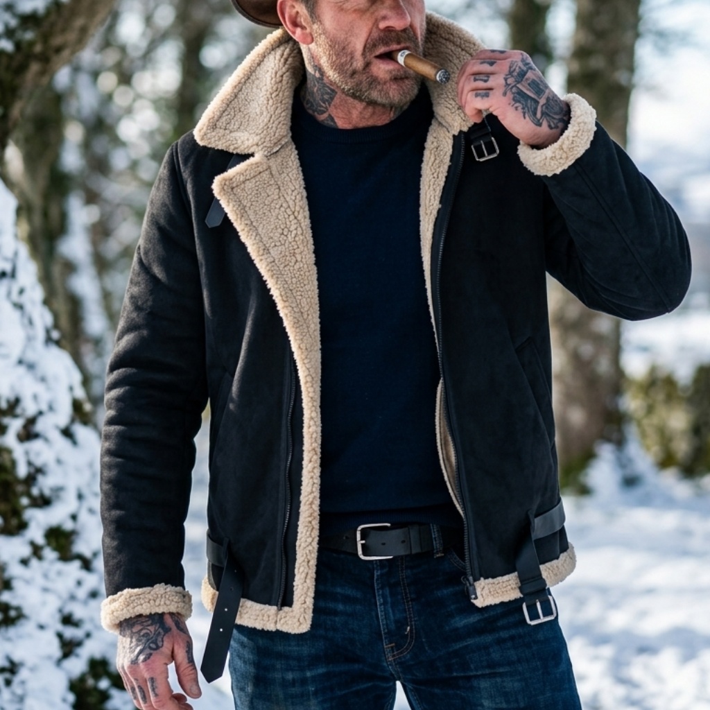 Winter Clothing Clearance - Men Winter Faux Suede Jacket Fleece