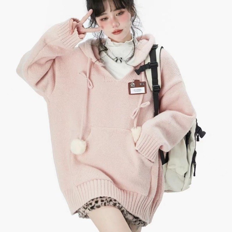 Preppy Style Y2k Sweaters Hood - Winter Clothing Drawing ulasan dan harga