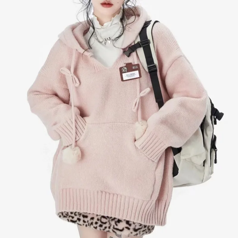 Preppy Style Y2k Sweaters Hood - Winter Clothing Drawing ulasan dan harga