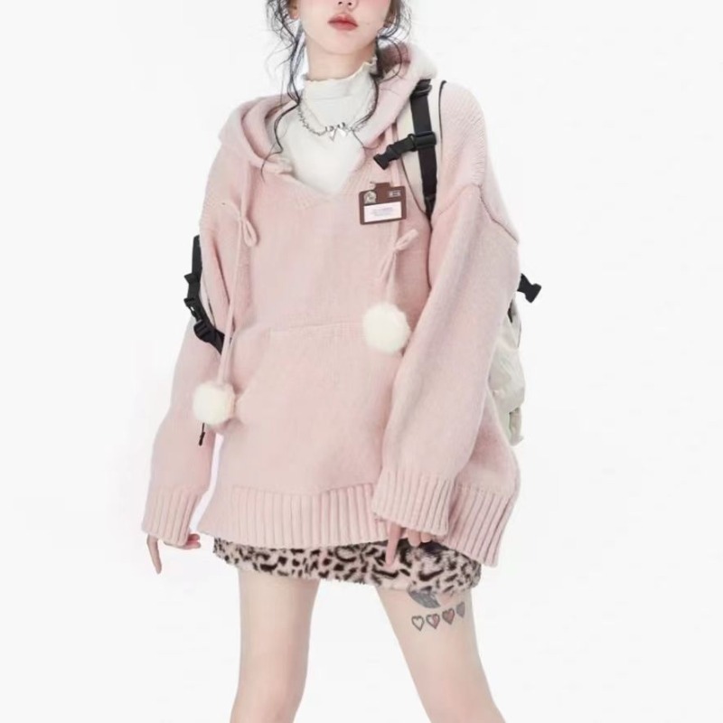Preppy Style Y2k Sweaters Hood - Winter Clothing Drawing ulasan dan harga