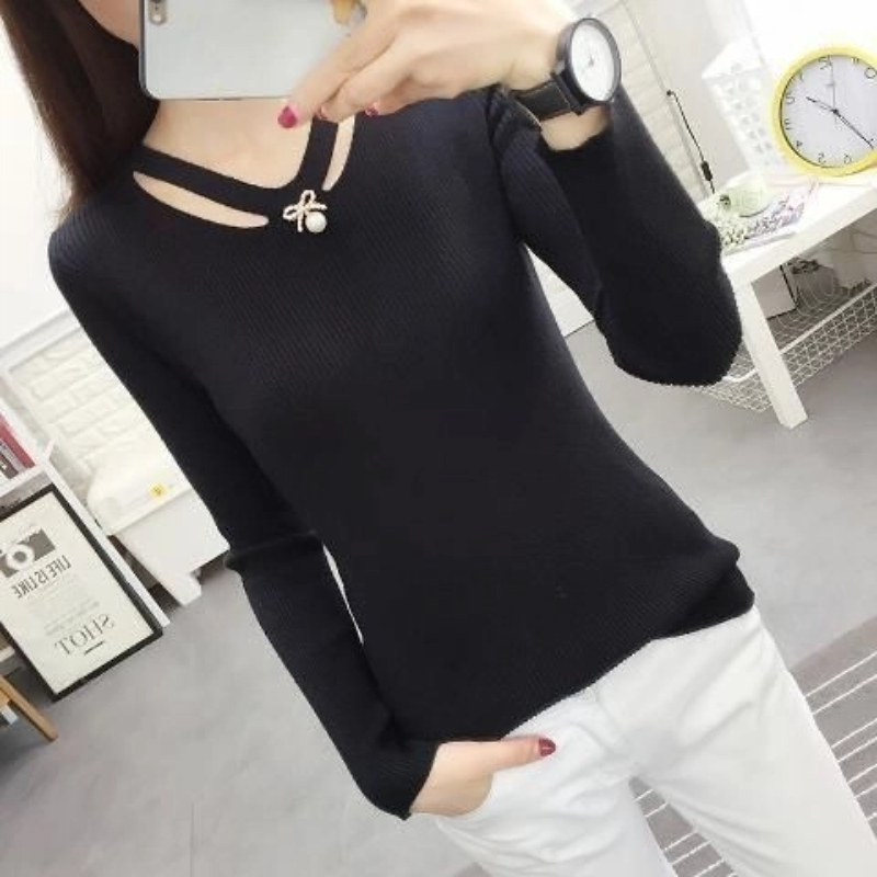 V Neck Knitting Slim Simplicit - Winter Clothing Trends ulasan dan harga
