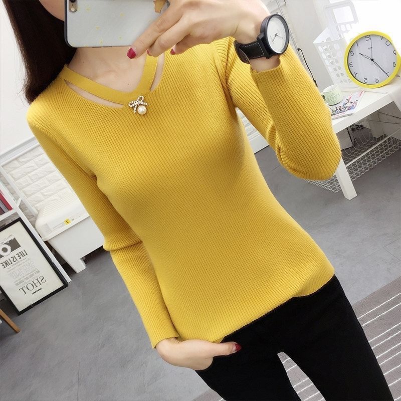 V Neck Knitting Slim Simplicit - Winter Clothing Trends ulasan dan harga