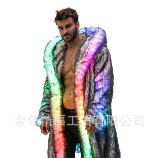 Faux Fur Coat Men Hooded Outer - Winter Clothing Clearance ulasan dan harga