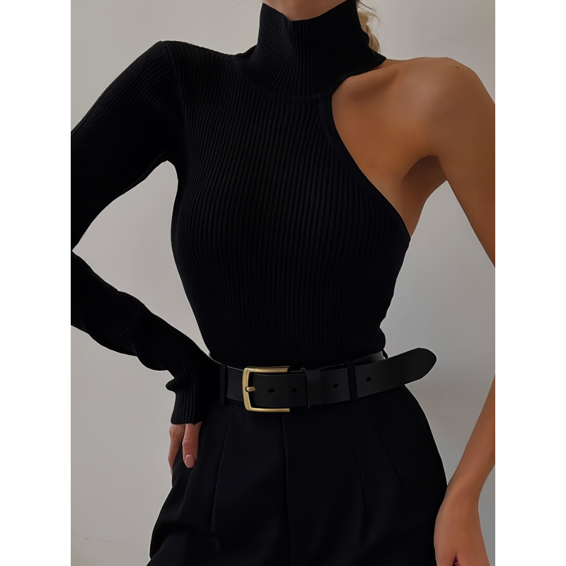 Solid Asymmetric One Shoulder  - Winter Clothing Usa ulasan dan harga