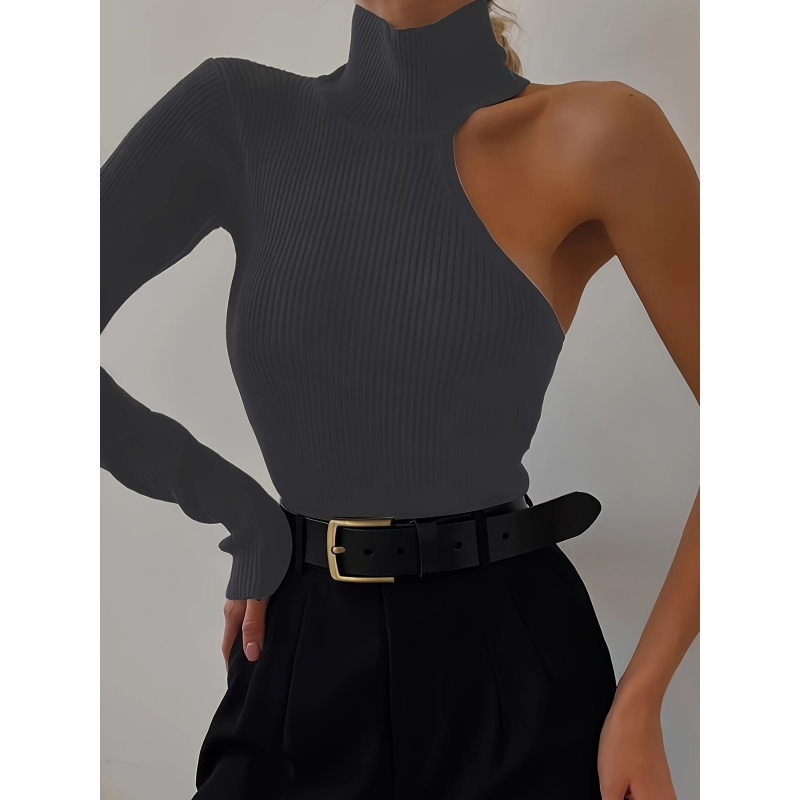Solid Asymmetric One Shoulder  - Winter Clothing Usa ulasan dan harga