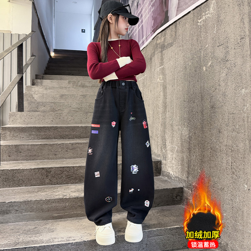 Autumn Girls' Jeans Cartoon Em - Winter Clothing Drawing ulasan dan harga