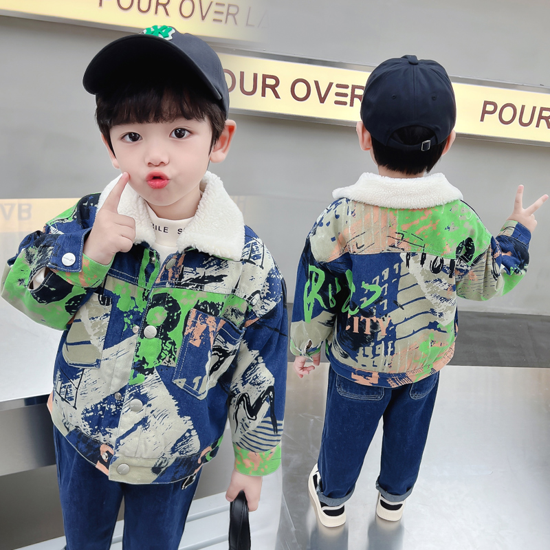 Kids Baby Warm Denim Jacket Pa - Winter Clothing Drawing ulasan dan harga