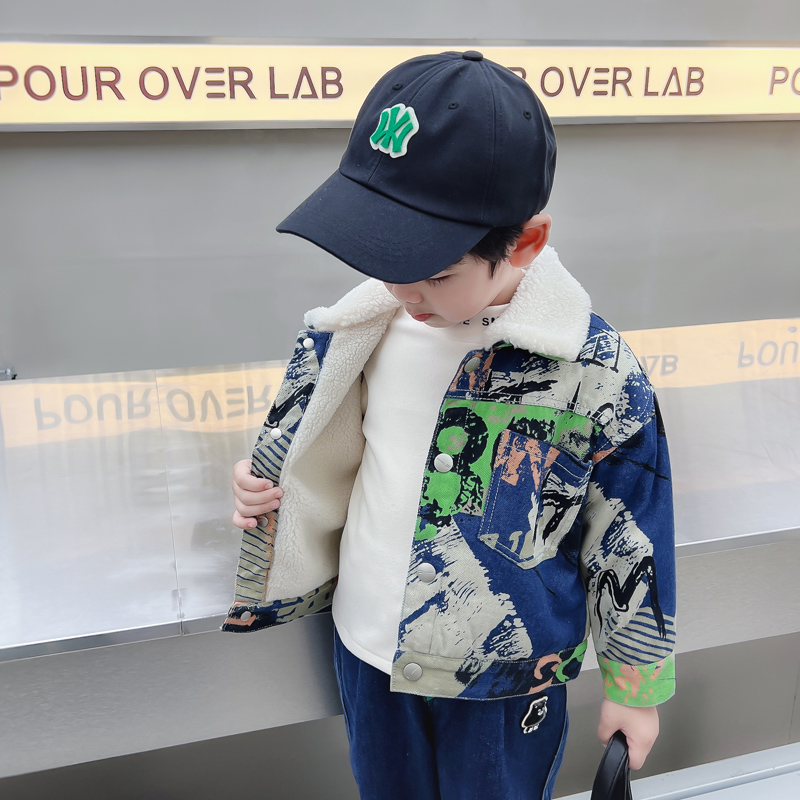 Kids Baby Warm Denim Jacket Pa - Winter Clothing Drawing ulasan dan harga