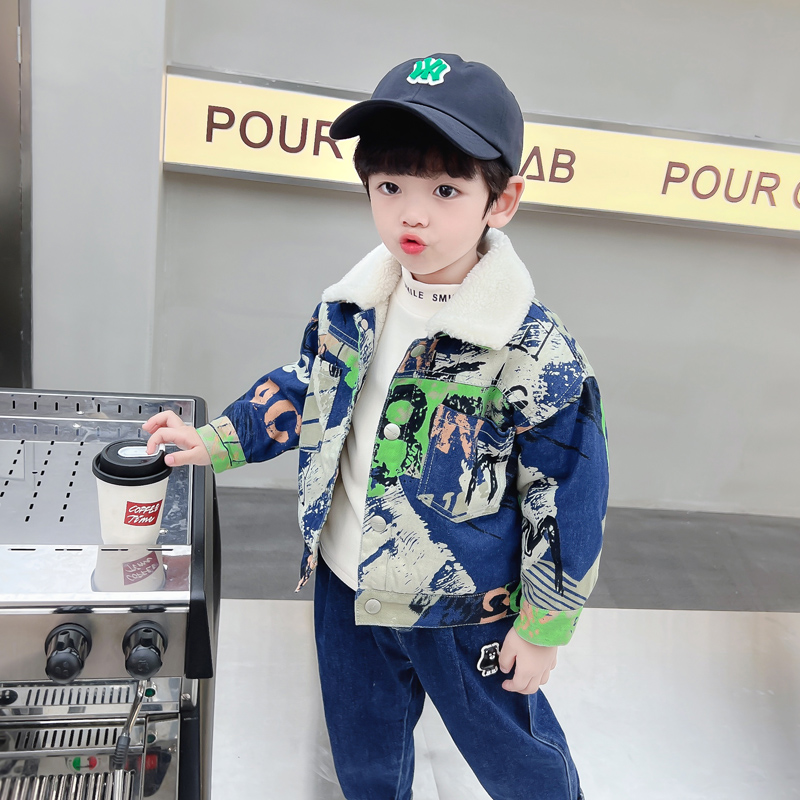 Kids Baby Warm Denim Jacket Pa - Winter Clothing Drawing ulasan dan harga