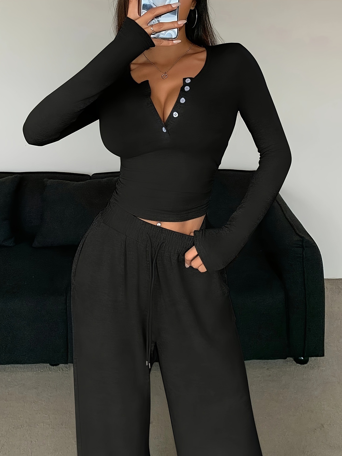 Solid Color Pant Sets Autumn W - Winter Clothing Clearance ulasan dan harga